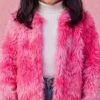 Girls Pink Solid Faux Fur Jacket Coats & Jackets
