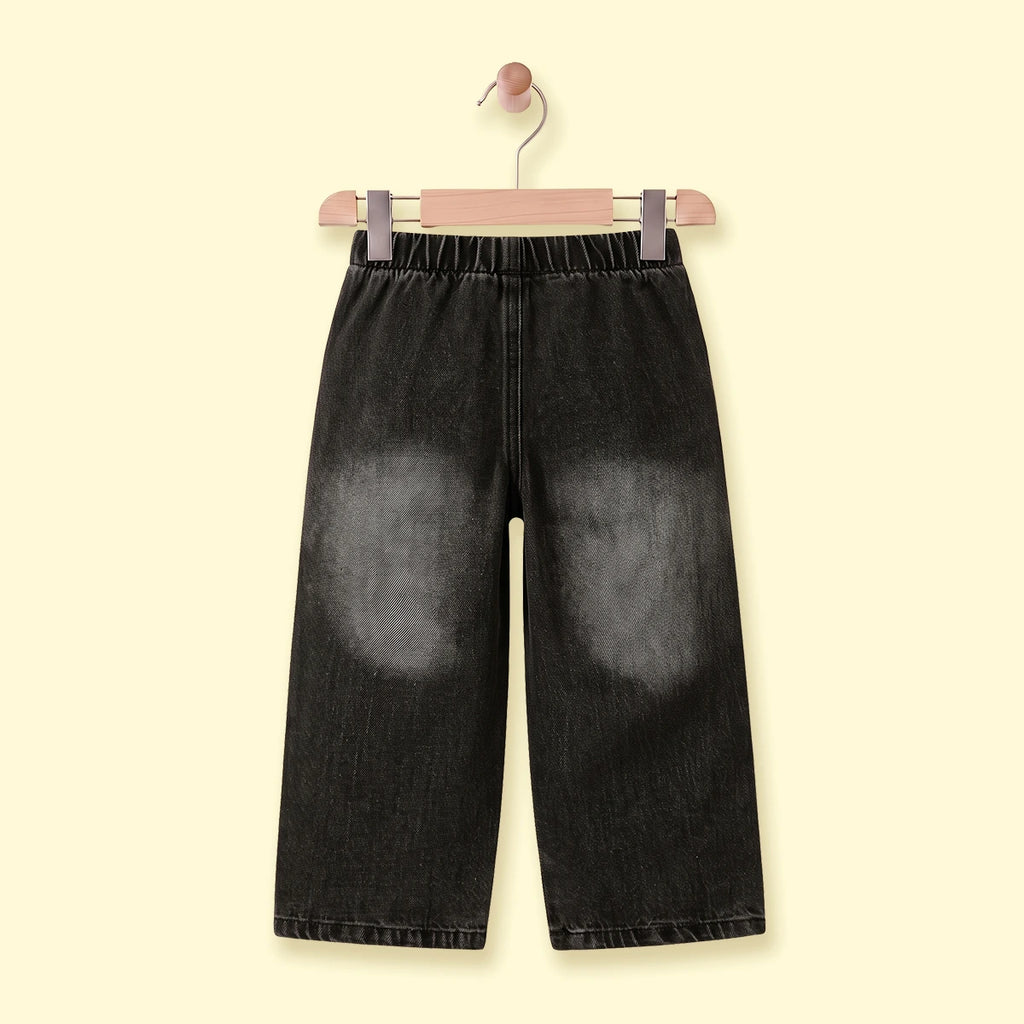 Girls Black Distressed Relaxed Fit Jeans Pants