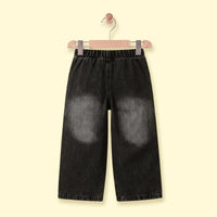 Girls Black Distressed Relaxed Fit Jeans Pants