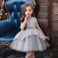 Girls Grey Sleeveless Embroidered Party Wear Balloon Dress Party Dresses Grey 1-2 Y