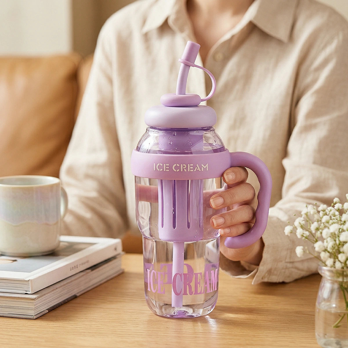 Lilac Fruit Infuser Water Bottle with Straw & Handle Trending Accessories