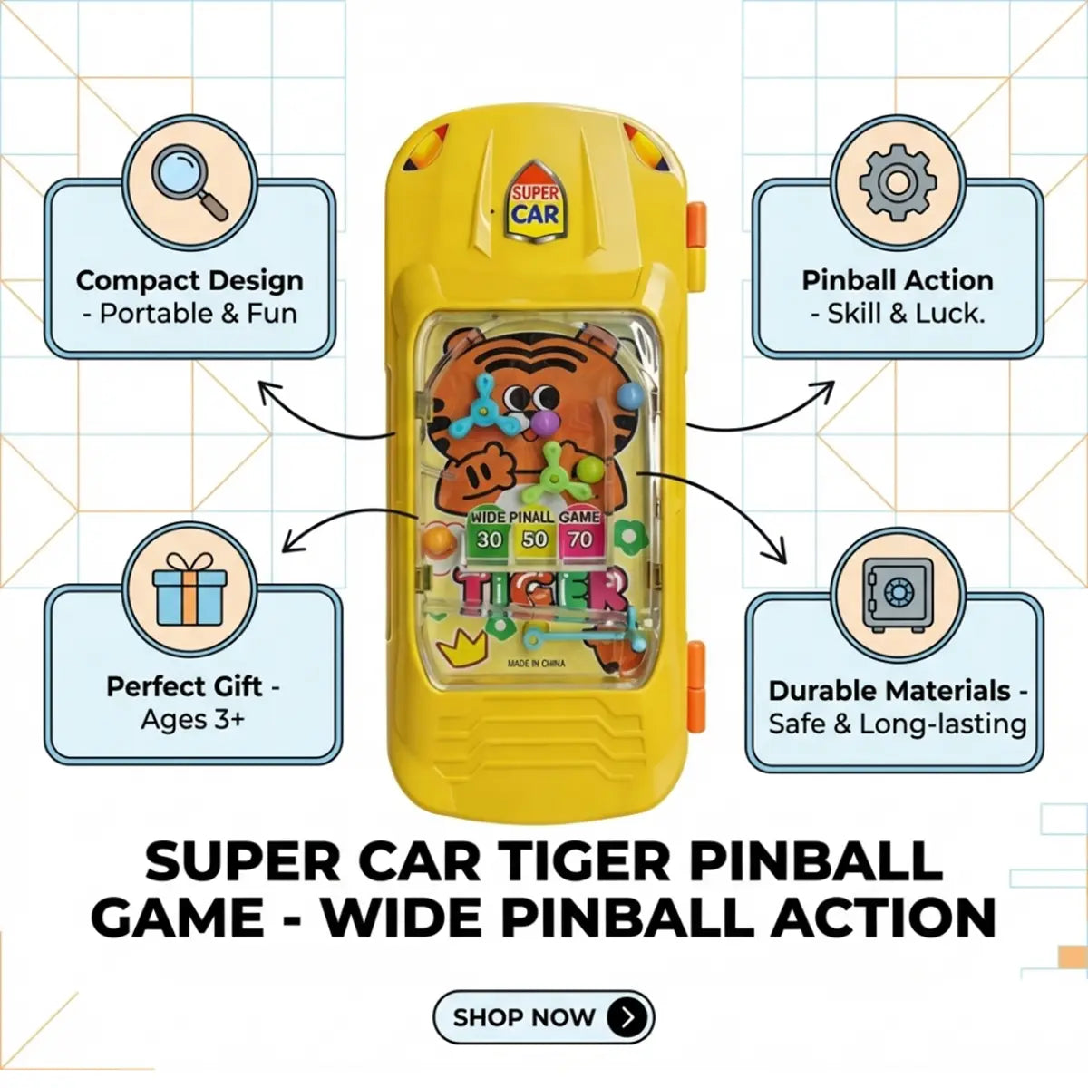 Yellow Tiger Magic Car Lock Pencil Box Trending Accessories