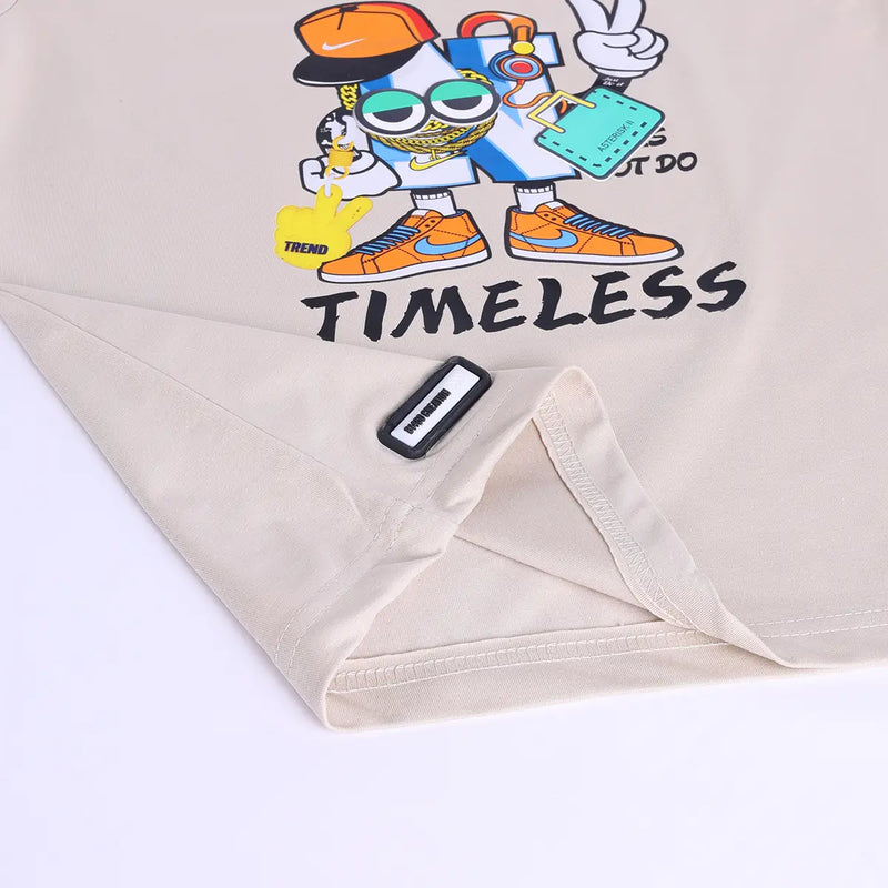 Boys Beige Graphic Short Sleeve T-Shirt With Elasticated Cargo Shorts Sets Sets