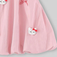 Girls Pink Cat Applique Sleeveless A-Line Dress Casual Dresses