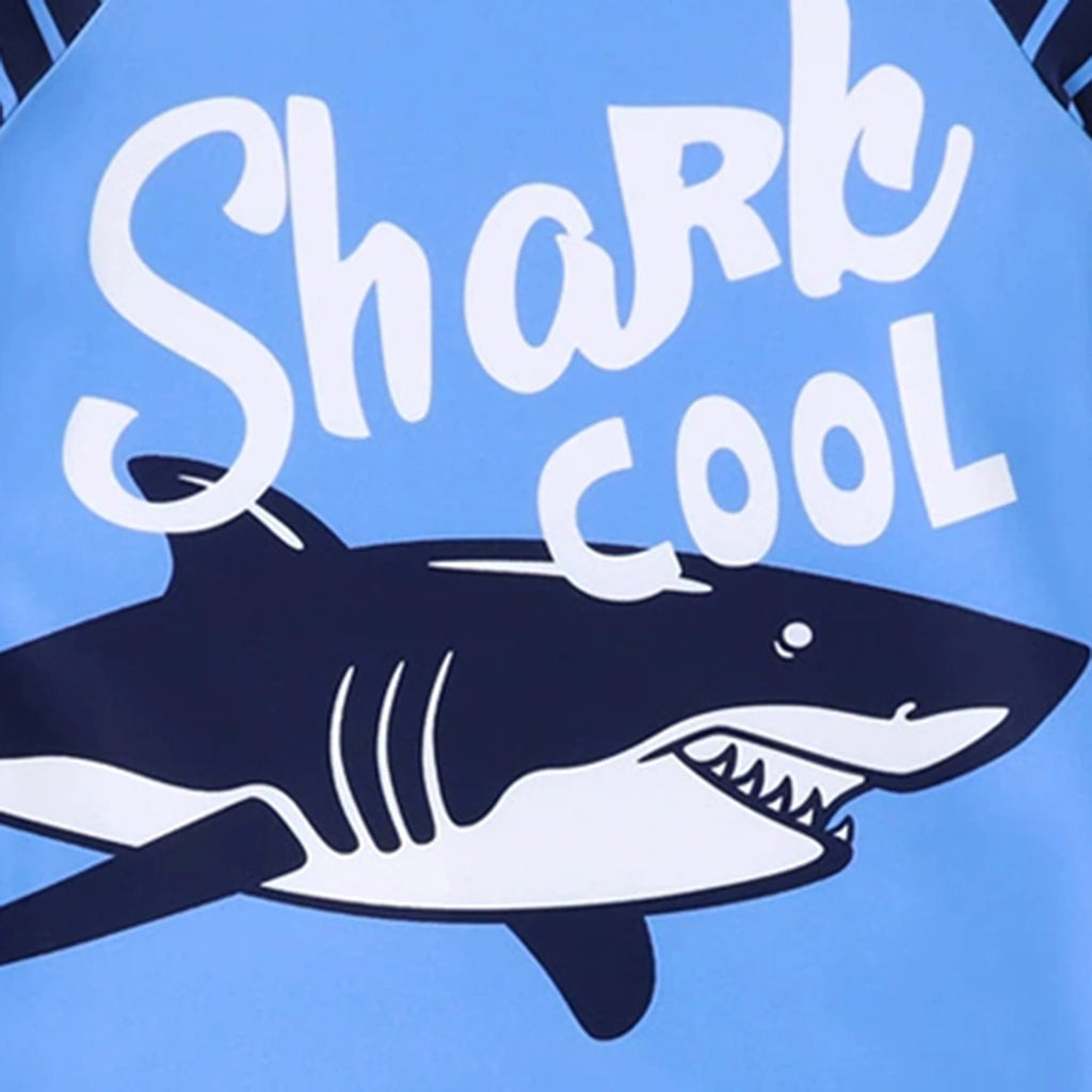 Boys Blue Shark Printed T-Shirt With Shorts Swimwear Sets Sets