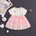 Girls Pink Tulle Overlay Fit & Flare Dress With Bow Details Casual Dresses Pink 1-2 Y