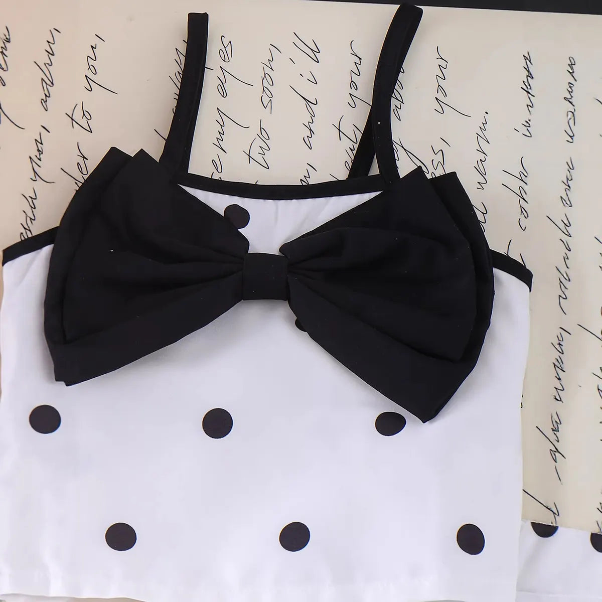 Girls White Polka Dot Print Sleeveless Top With Skirt Sets 2 pc. Sets
