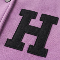 Girls Lavender Typographic Long Sleeve Varsity Jacket Coats & Jackets
