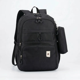 Kids Black Multi-Compartment School Backpack with Side Pouch Trending Accessories Black Onesize