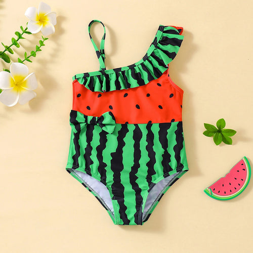 Girls Green Watermelon Printed Swimwear Bodysuit Beachwear Green 1-2 Y