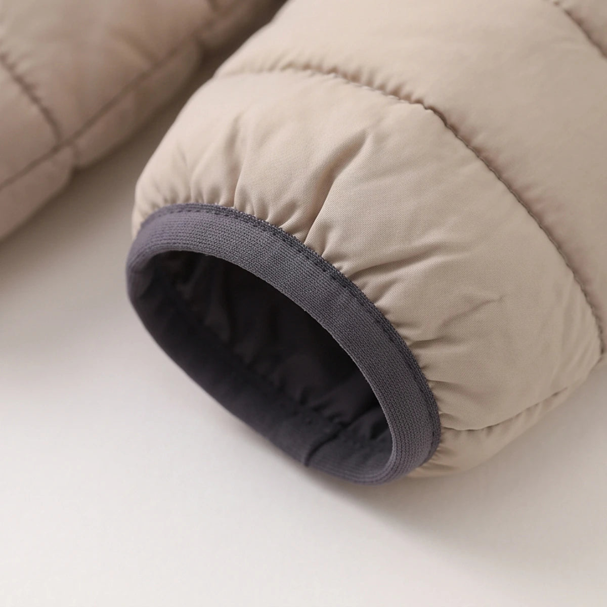Boys Beige Hooded Zip-up Puffer Jacket Coats & Jackets