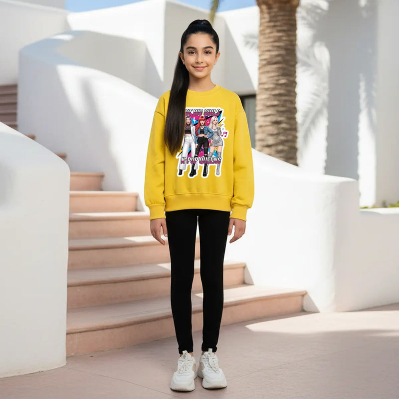 Girls Yellow K-Pop Queens Graphics Sweatshirt Sweatshirts & Hoodies Yellow 3-4 Y
