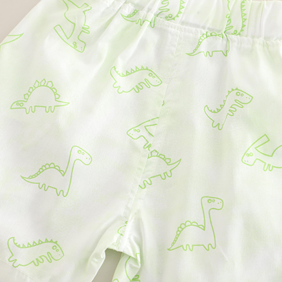 Boys Green Dinosaur Printed Shirt With Sleeveless T-Shirt And Shorts Set 3 pc. Sets