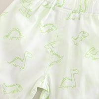 Boys Green Dinosaur Printed Shirt With Sleeveless T-Shirt And Shorts Set 3 pc. Sets
