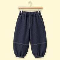 Girls Blue Solid Jeans With Contrast Stitching Jeans Blue 1-2 Y