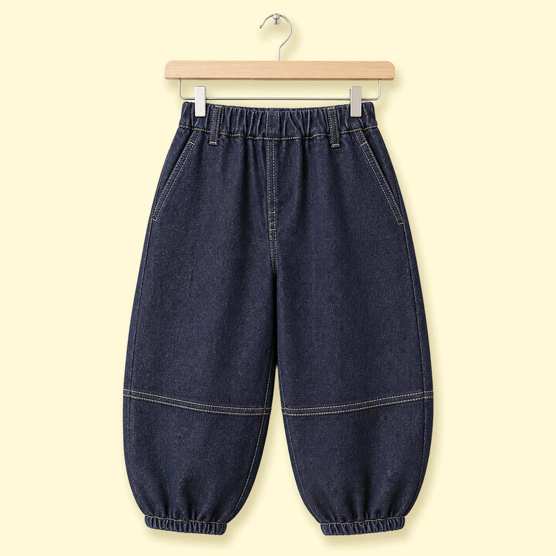 Girls Blue Solid Jeans With Contrast Stitching Jeans Blue 1-2 Y