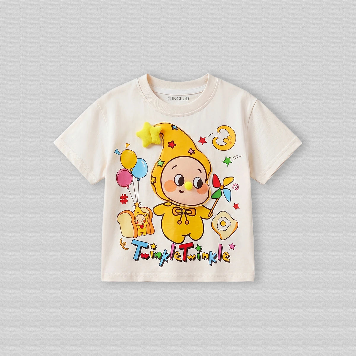 Girls Cream Short Sleeve Graphic Print T-Shirt Tshirts Cream 1-2 Y