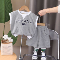 Boys Sleeveless Waffle Knit T-Shirt With Shorts Set 2 pc. Sets Gray 1-2 Y 