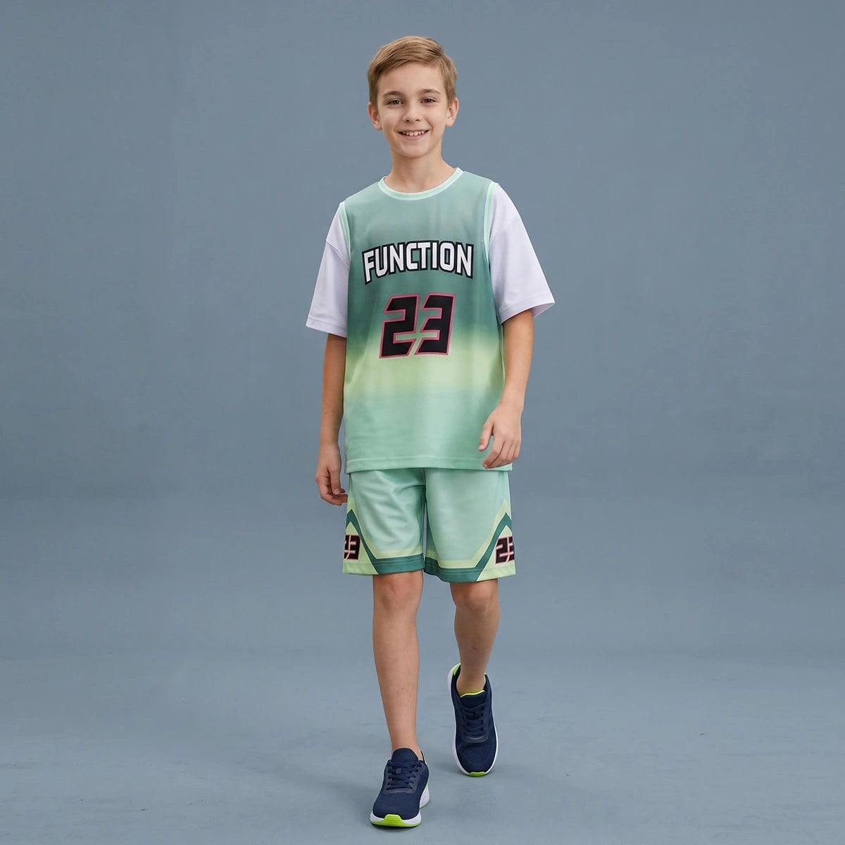 Boys Light Green Alphanumeric Print Short Sleeve T-Shirt With Shorts Sets 2 pc. Sets Light Green 5-6 Y