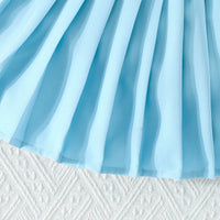 Girls Blue Floral Applique Top With Camisole Top And Pleated Skirts Sets 3 pc. Sets