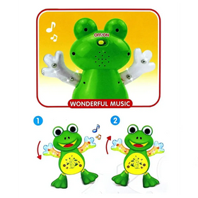 Kids Green Dancing Frog Toy with Flashing Lights & Music Trending Accessories