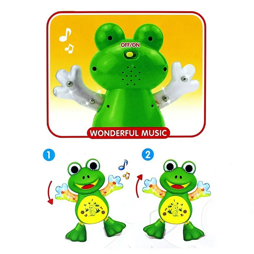 Kids Green Dancing Frog Toy with Flashing Lights & Music Trending Accessories