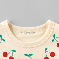 Girls Cream Cherry Print Short Sleeve T-Shirt Tshirts