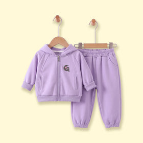 Girls Lavender Embellished Hooded Sweatshirt & Joggers Co-ord Sets Sets Lavender 1-2 Y