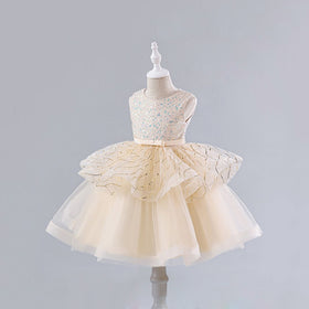 Girls Sequins Embellished Fit & Flare Party Dress Party Dresses   