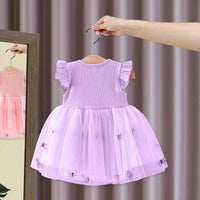 Girls Butterfly Applique Tulle Overlay Fit & Flare Dress Casual Dresses