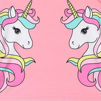 Girls Pink Unicorn Printed T-Shirt With Stripes Shorts Swimwear Sets Sets