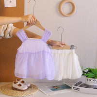 Girls Purple Checked Sleeveless Top With Bloomer-style Shorts Sets Sets