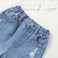 Girls Light Blue Distressed Denim Pant Jeans