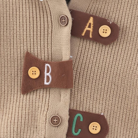 Boys Light Brown Textured Sweater vest With Shirt And Pants Sets 3 pc. Sets