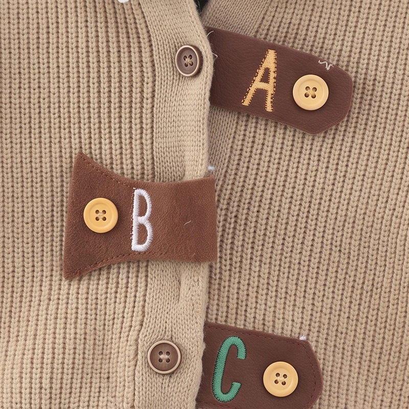 Boys light brown sweater vest with shirt and pants set