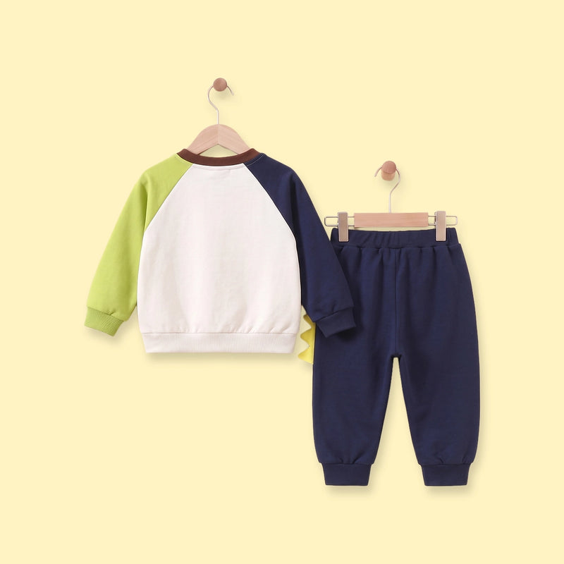 Boys Off White Dinosaur Graphic Raglan Sleeve Sweatshirt & Jogger Sets 2 pc. Sets