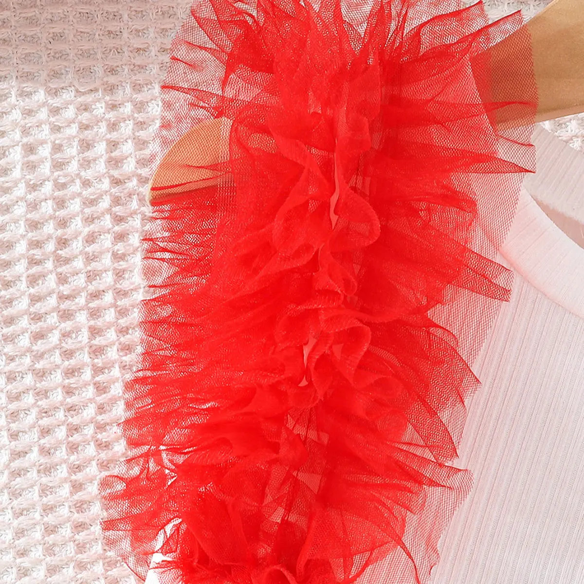 Girls Red Ruffle Top With Skirt Sets Sets