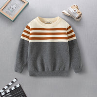 Boys Multicolor Regular Sweater With Self-Design Stripe Patterns Sweaters & Cardigans Multicolor 2-3 Y