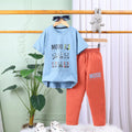 Boys Blue Graphics Print T-Shirt With Elasticated Pants Sets Sets Blue 2-3 Y