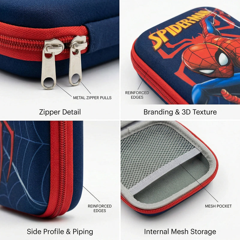 Boys Blue Spiderman Hard-Shell Pencil Box Trending Accessories