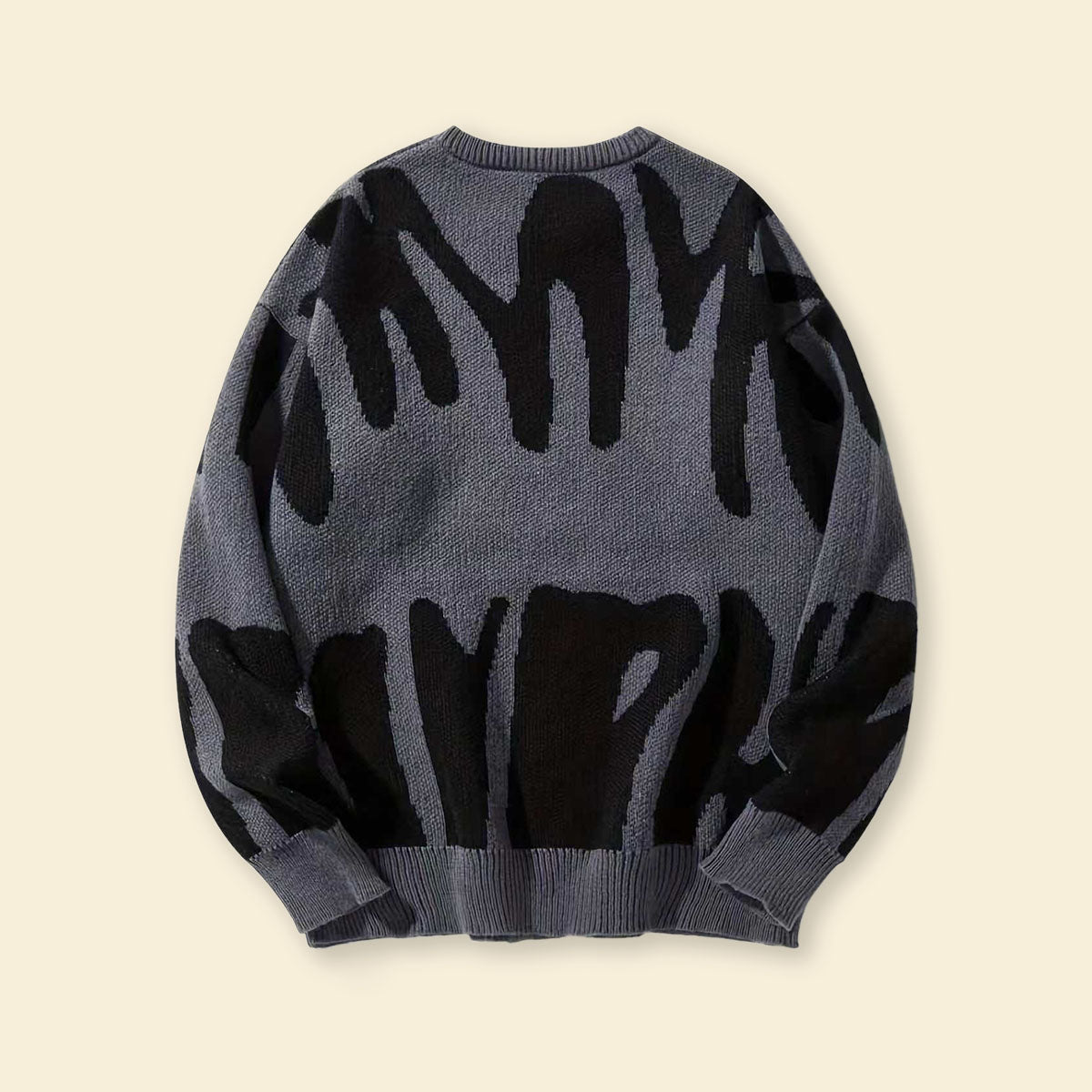 Boys Dark Grey with Abstract Print Full Sleeves Pullover Sweaters & Cardigans