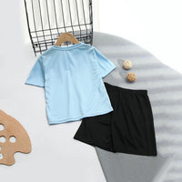 Boys Light Blue Abstract Printed Summer T-Shirt With Shorts Set 2 pc. Sets