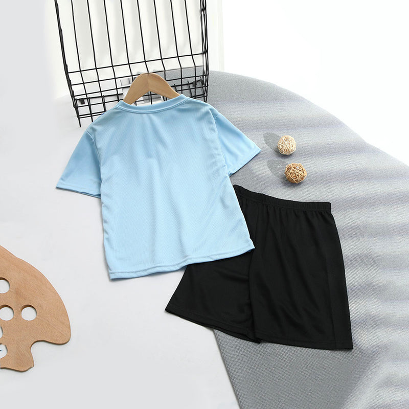 Boys Light Blue Abstract Printed Summer T-Shirt With Shorts Set 2 pc. Sets