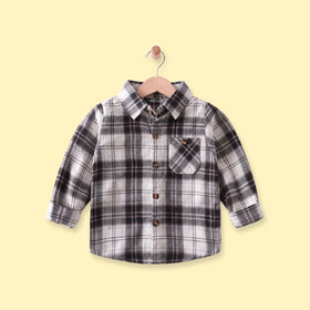 Boys Black Checked Long Sleeve Shirt Shirts Black 1-2 Y