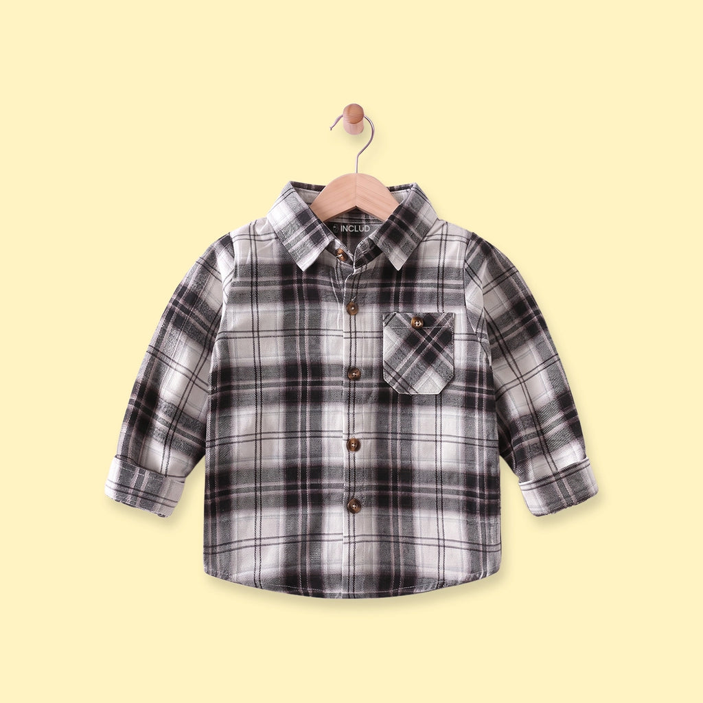Boys Black Checked Long Sleeve Shirt Shirts Black 1-2 Y