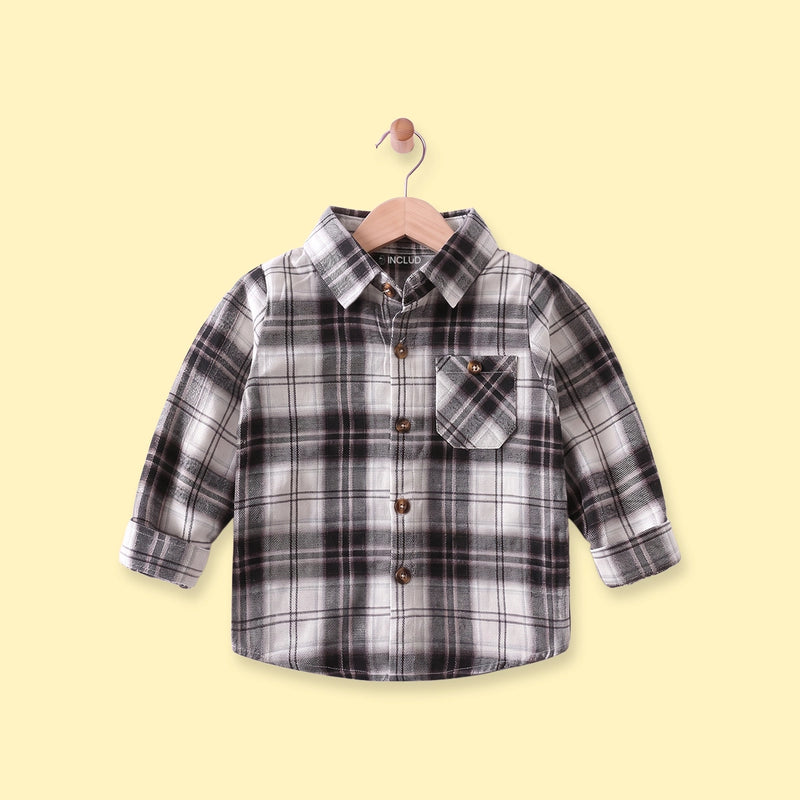 Boys Black Checked Long Sleeve Shirt Shirts Black 1-2 Y