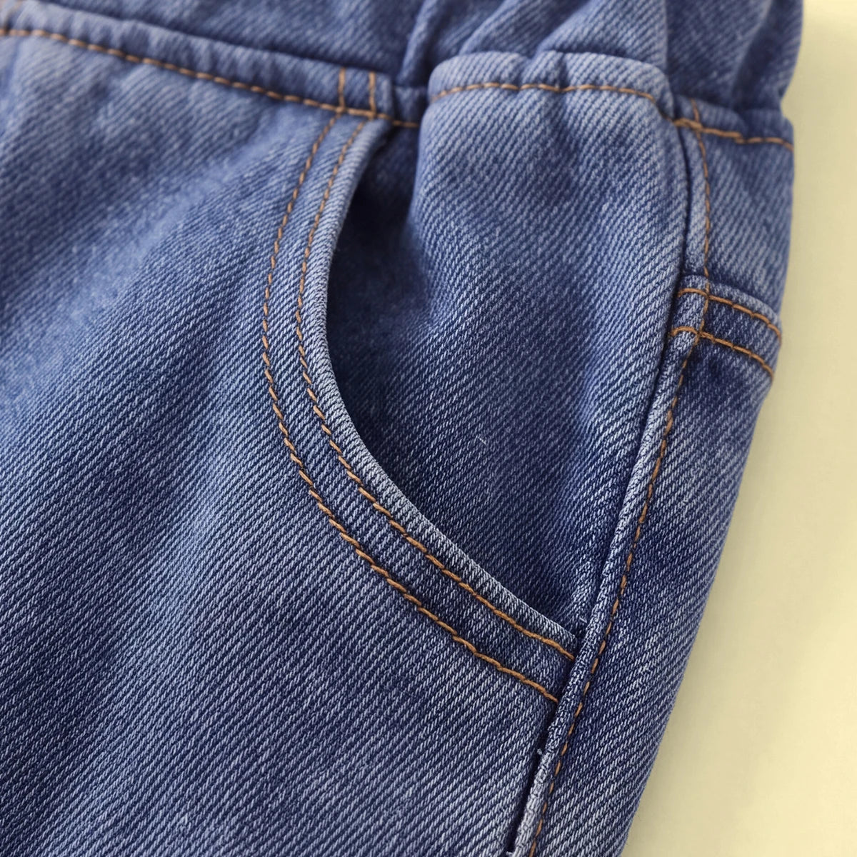 Girls Blue Heart Embroidered Denim Pants Pants