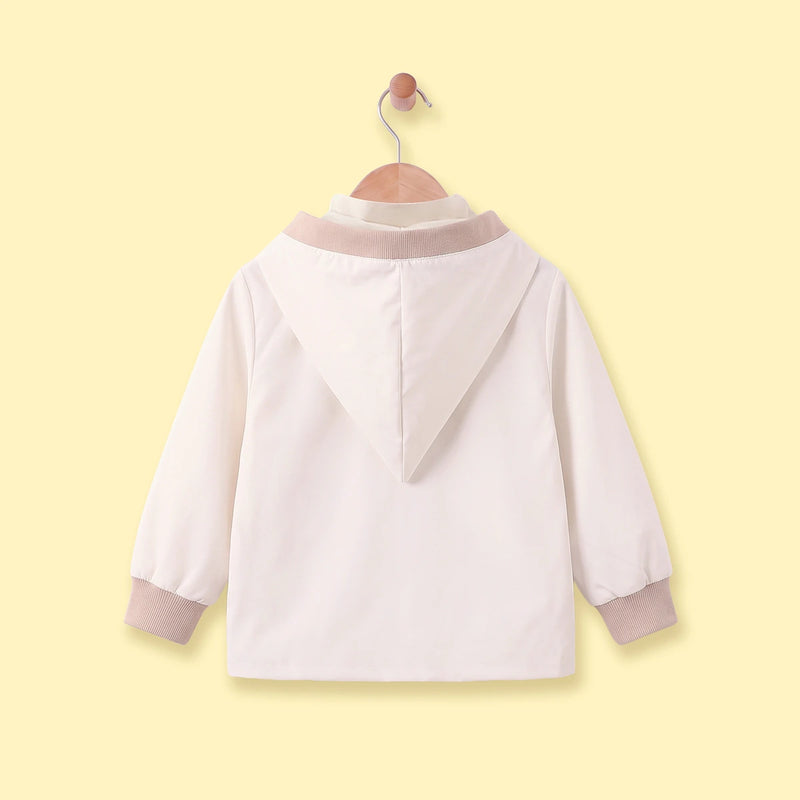 Boys Off White Long Sleeve Hooded Jacket Coats & Jackets