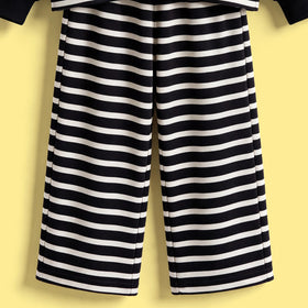Girls Black Striped Sweatshirt & Pants Co-ord Sets Sets