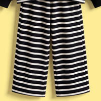 Girls Black Striped Sweatshirt & Pants Co-ord Sets Sets